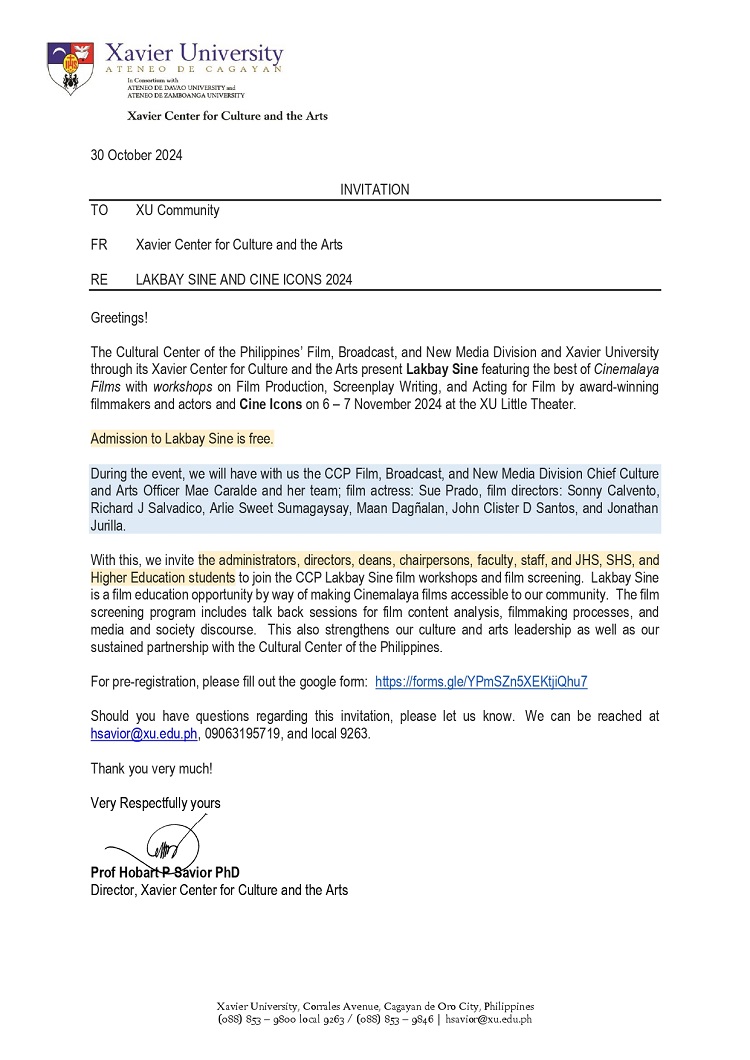11042024.Web CCP Lakbay Sine 2024 General Invitation Letter to XU Community XCCA page 0001