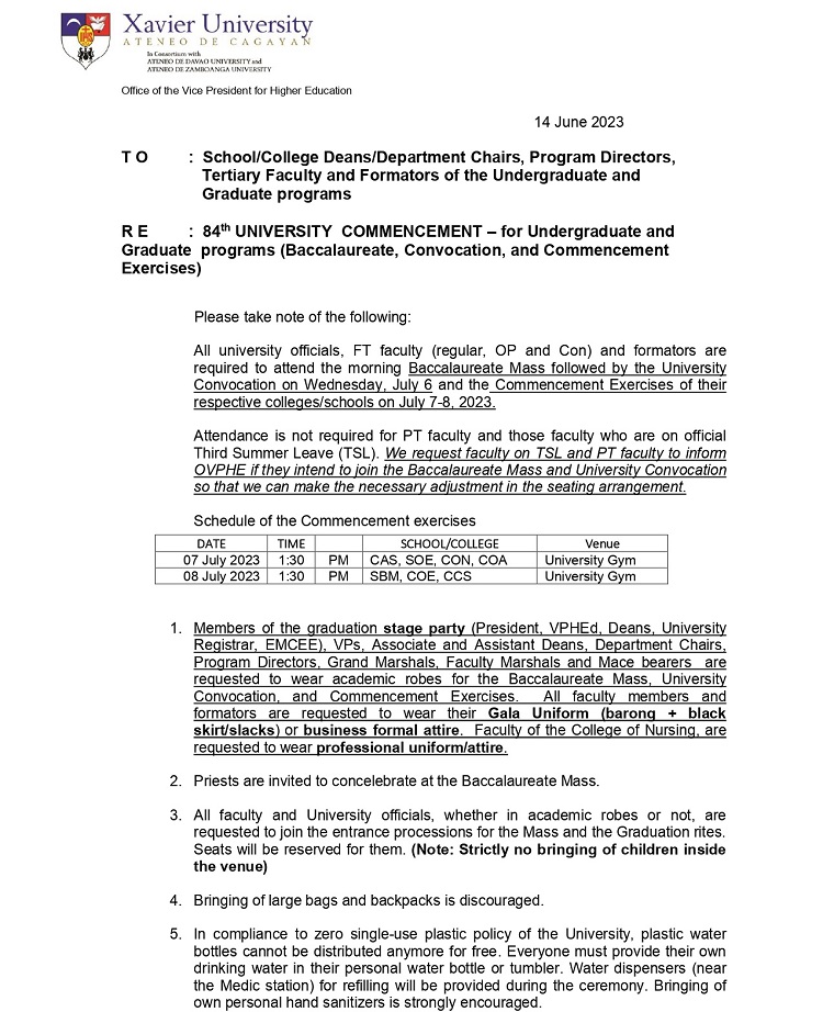 06172023.OVPHEDMemo.Updated.Graduation Memo Deans fACULTY 2023 ver 1 page 0001