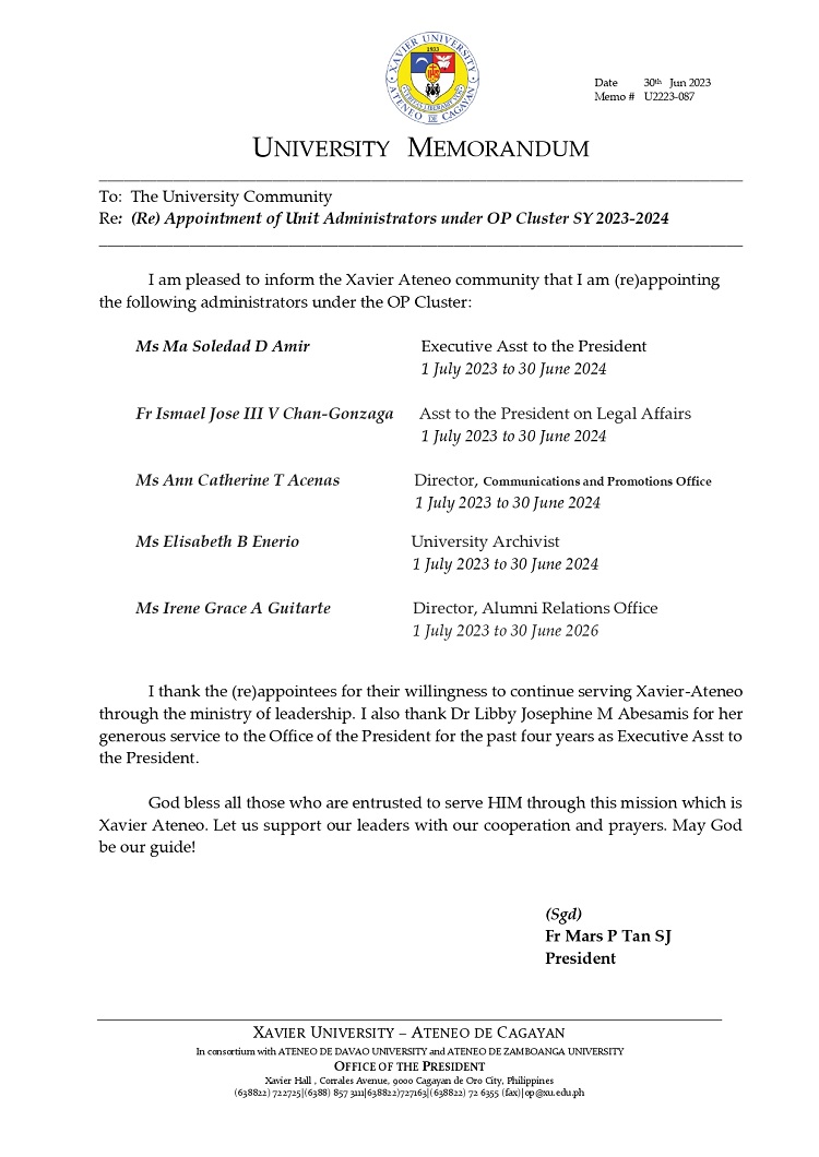 06302023.MemoU Web.U2223 087 230630 ReAppointment of Unit Administrators under OP SY 2023 2024 page 0001