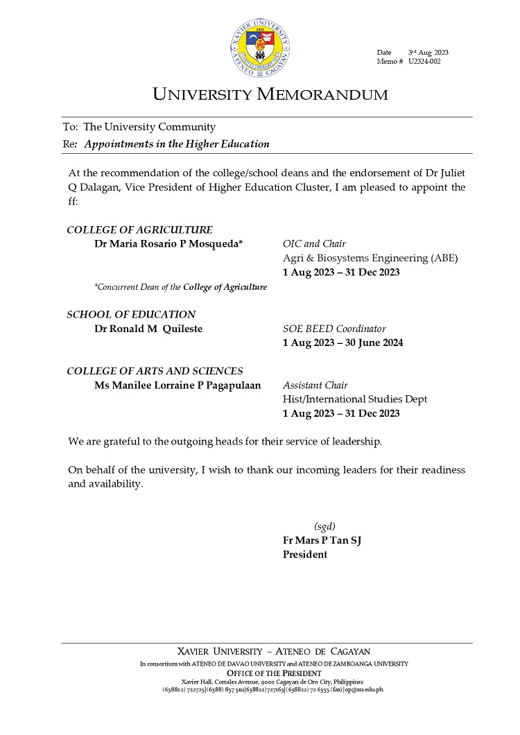 08082023.MemoU Web.U2324 002 1HE Admin Apptmts. Chairs page 0001