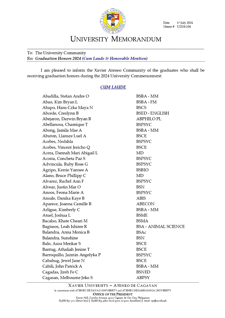 07022024.Web.MemoU U2324 104 240701 Graduation Honors 2024 Cum Laude Honorable Mention 1