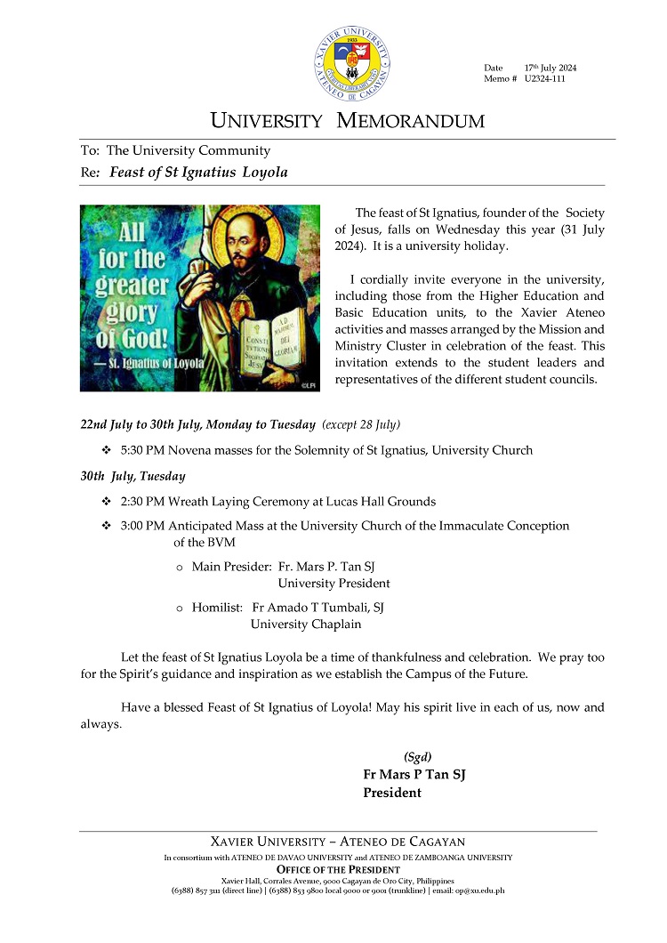 07172024.Web.MemoU U2324 111 240717 St. Ignatius Feast Day v2 checked