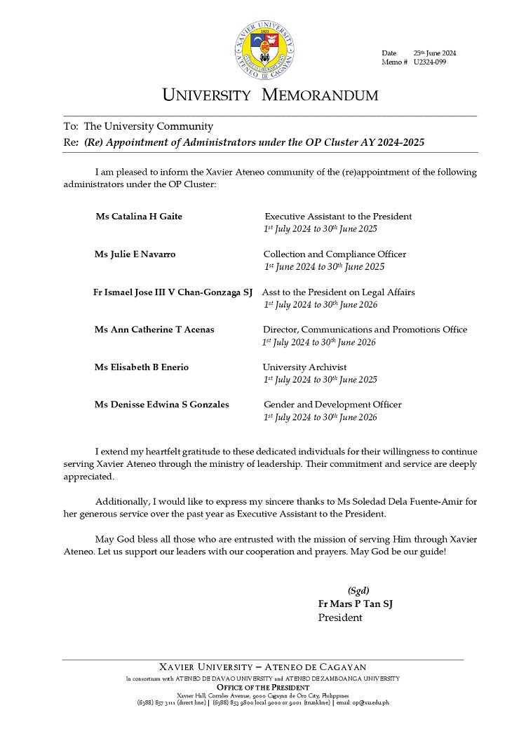 06262024.Web.MemoU U2324 099 230625 ReAppointment of Administrators under OP AY 2024 2025