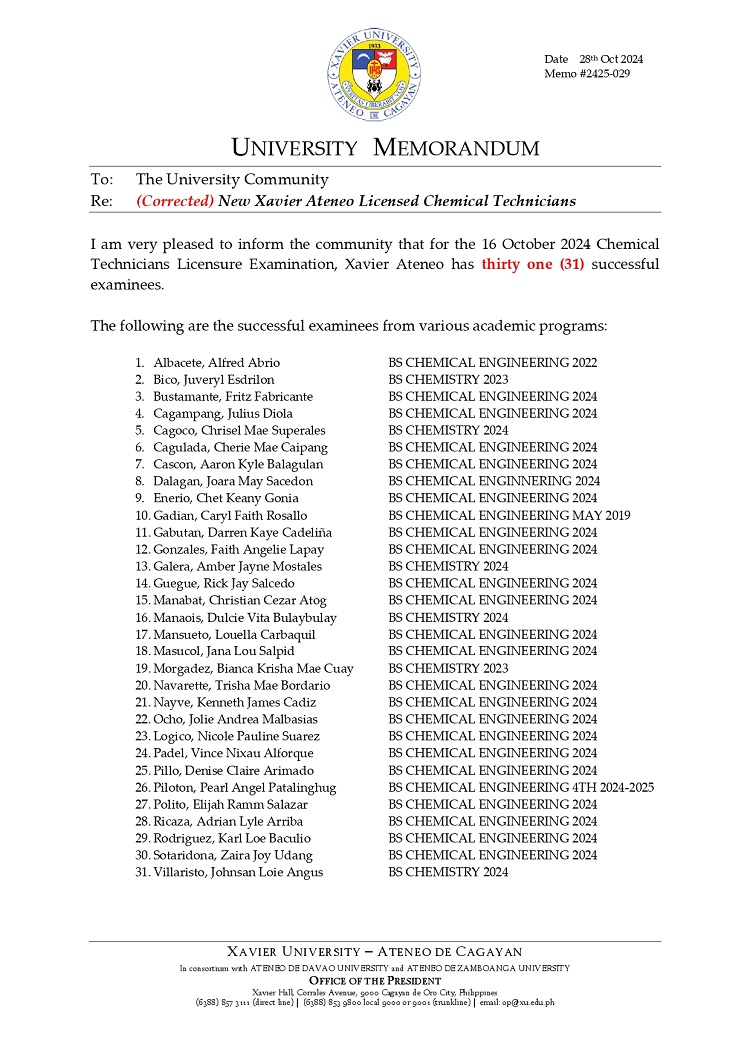 10302024.Web.MemoU U2425 029 241028 New Xavier Ateneo Chemical Technicians 2024 1