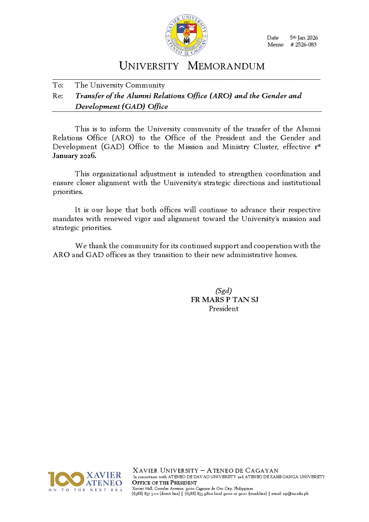 01052026.Web U2526 083 20260105 Transfer of the Alumni Relations Office ARO and the Gender and Development GAD Office page 0001