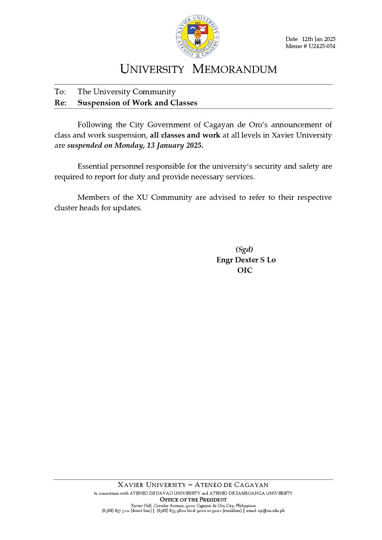 01122025.Web.MemoU U2425 054 120125 Suspension of work and class page 0001