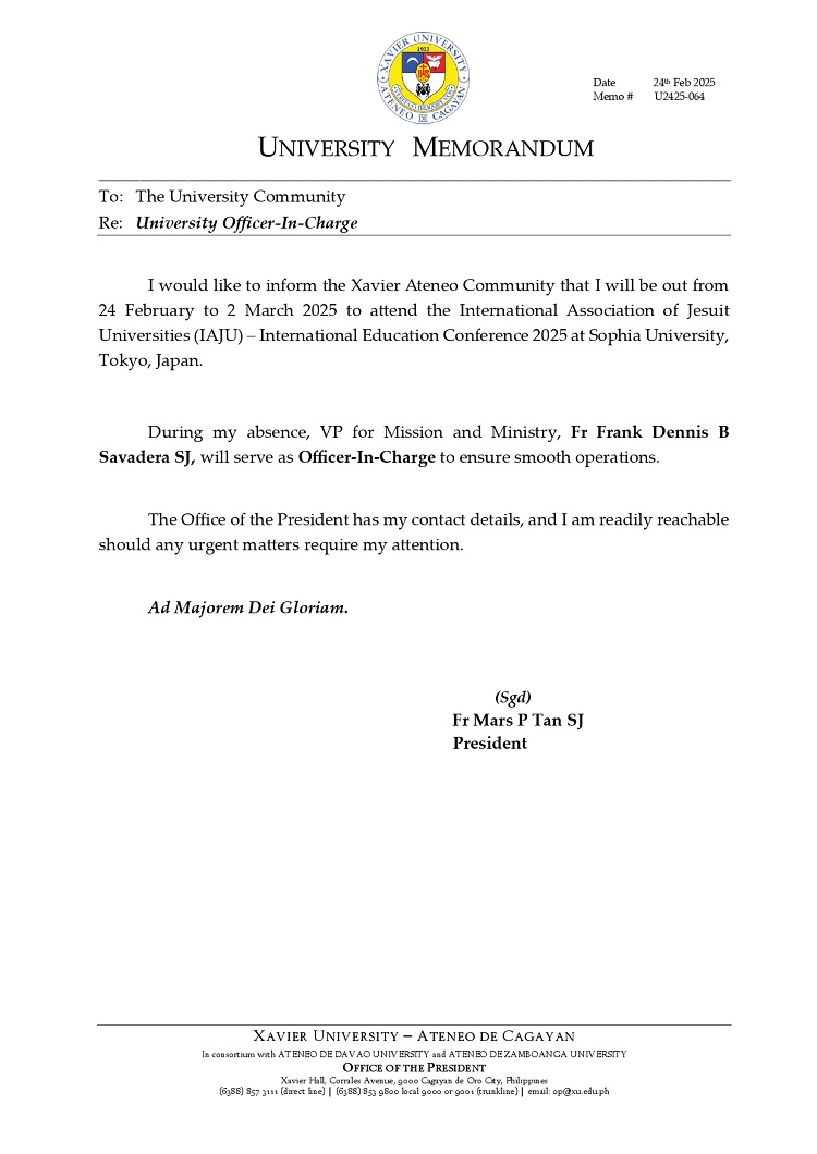 02242025.Web.MemoU U2425 064 022425 University Officer In Charge page 0001