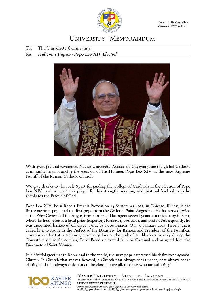 05102025.Web.MemoU U2425 083 250510 Habemus Papam Pope Leo XIV Elected page 0001