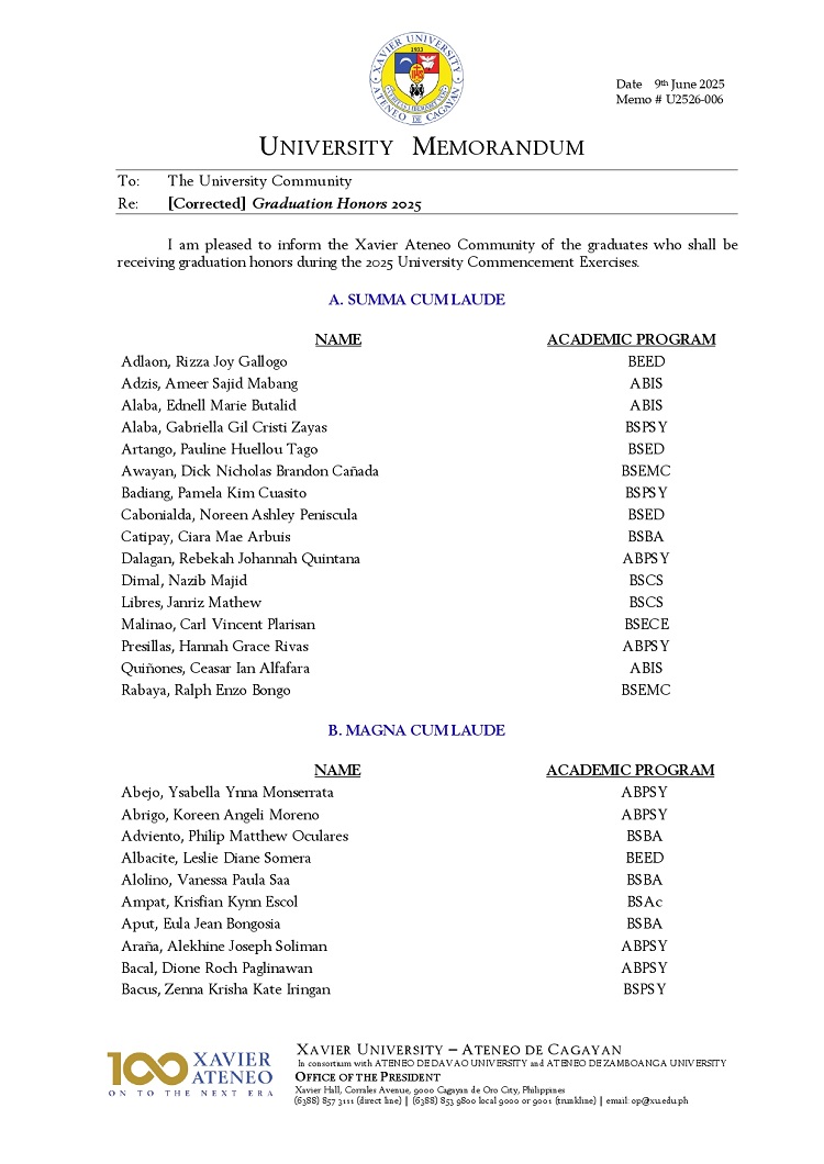 06132025.Web.MemoU U2526 006 250609 Graduation Honors 2025 Updated p1