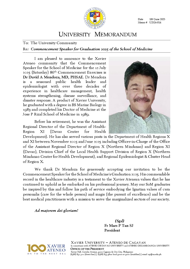 06202025U2526 014 250618 Commencement Speaker for Graduation 2025 of the School of Medicine page 0001