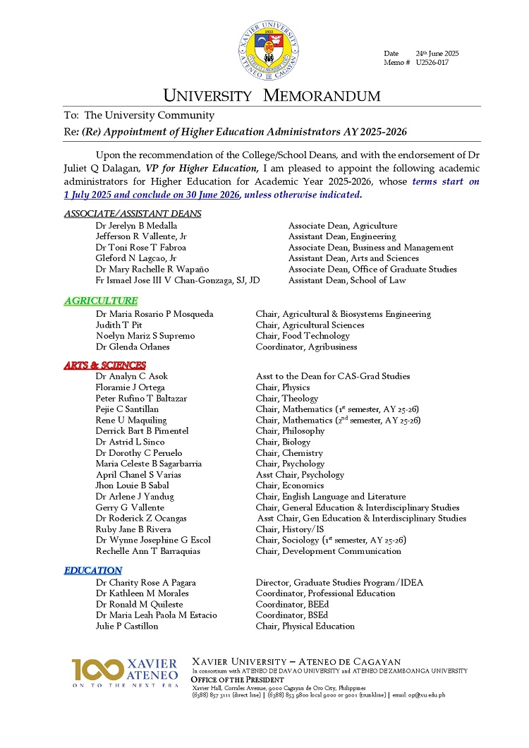 06242025.Web.MemoU U2526 017 250624 ReAppointment of HE Academic Administrators AY 25 26 page 0001