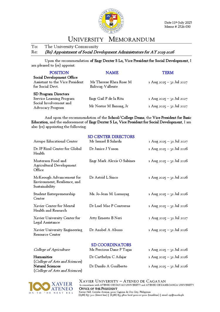 07122025.Web.MemoU U2526 030 250711 Re Appointment of SD Cluster Administrators 2025 2026 page 0001