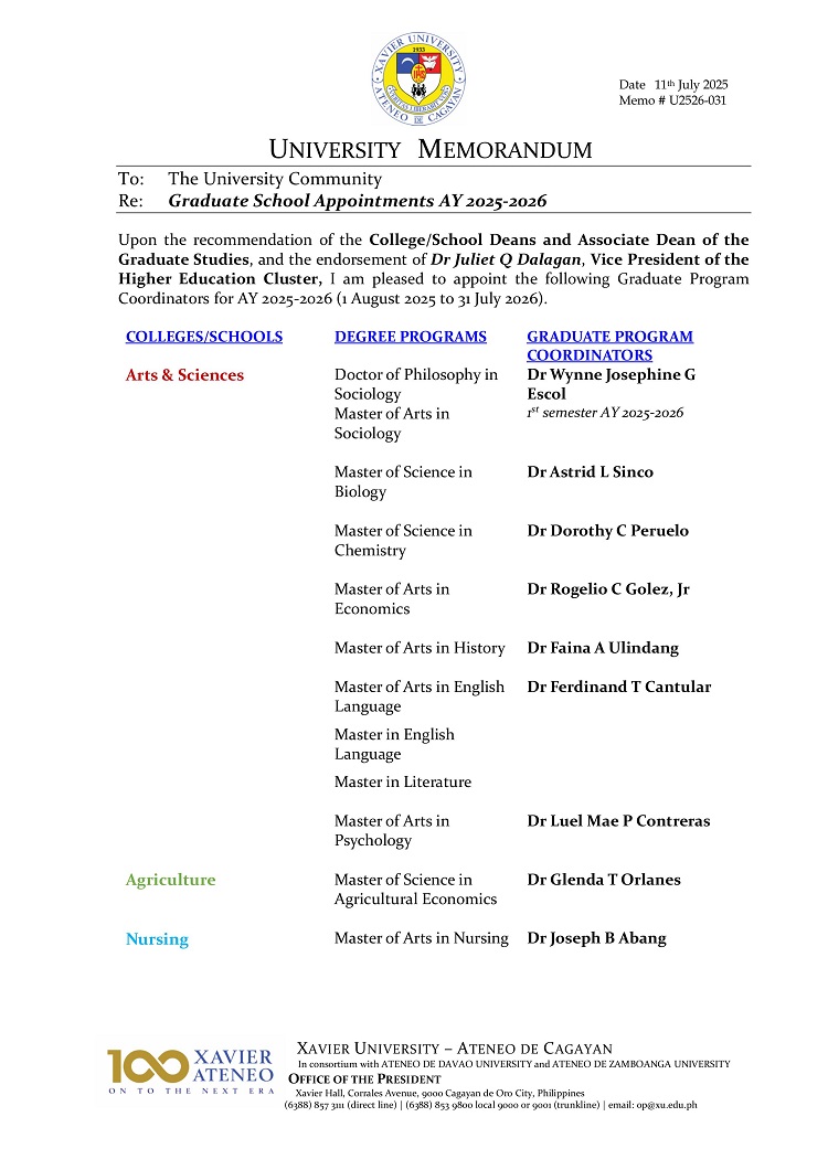 07122025.Web.MemoU U2526 031 250711 Graduate School Appointments AY 2025 2026 images 1
