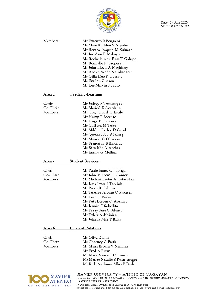 08052025.Web.MemoU U2526 039 20250801 Senior High School PAASCU Self Survey Committees page 0002