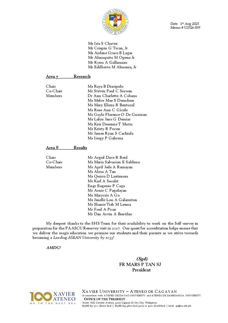 08052025.Web.MemoU U2526 039 20250801 Senior High School PAASCU Self Survey Committees page 0003