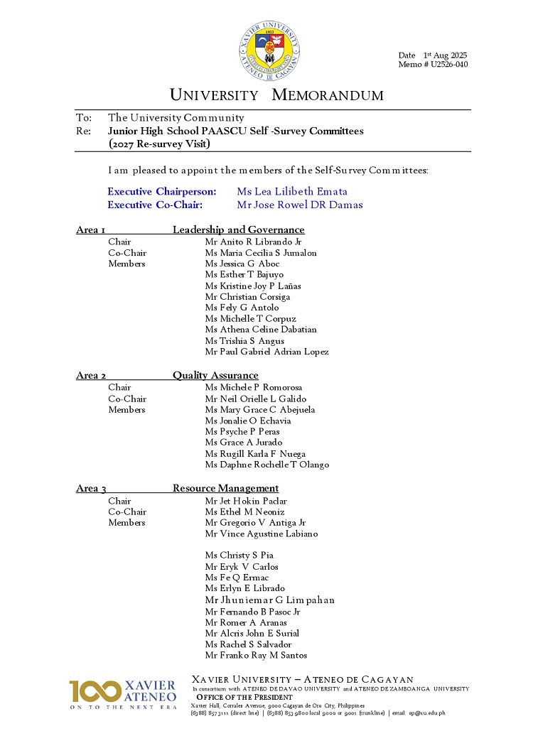 08052025.Web.MemoU U2526 040 20250801 JHS Self Survey Executive Committees AY 2025 2026 page 0001