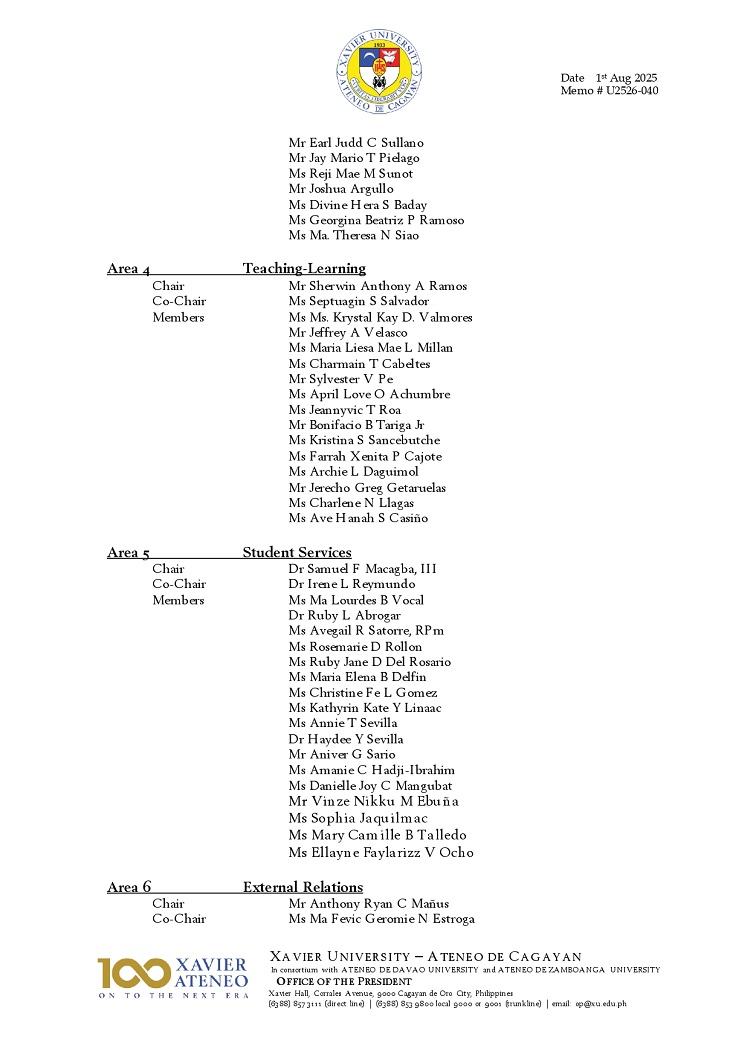 08052025.Web.MemoU U2526 040 20250801 JHS Self Survey Executive Committees AY 2025 2026 page 0002