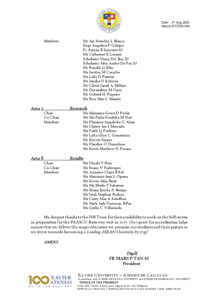 08052025.Web.MemoU U2526 040 20250801 JHS Self Survey Executive Committees AY 2025 2026 page 0003