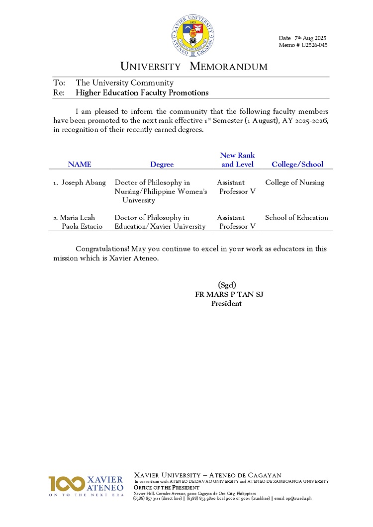 08082025.Web.MemoU U2526 045 20250807 Higher Education Faculty Promotions page 0001