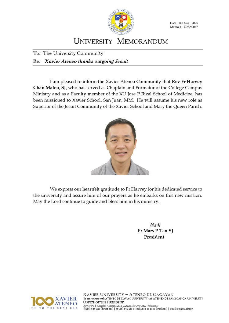 08082025.Web.MemoU U2526 047 20250808 Xavier Ateneo thanks outgoing Jesuit