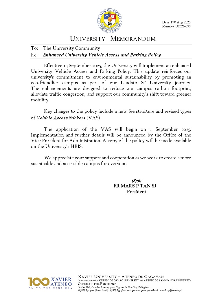 08182025.Web.MemoU U2526 050 20250815 Enhanced University Vehicle Access and Parking Policy page 0001