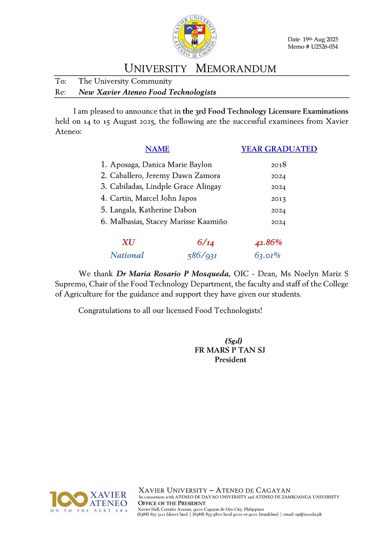 08202025.Web.MemoU U2526 054 20250819 New Xavier Ateneo Food Technologists