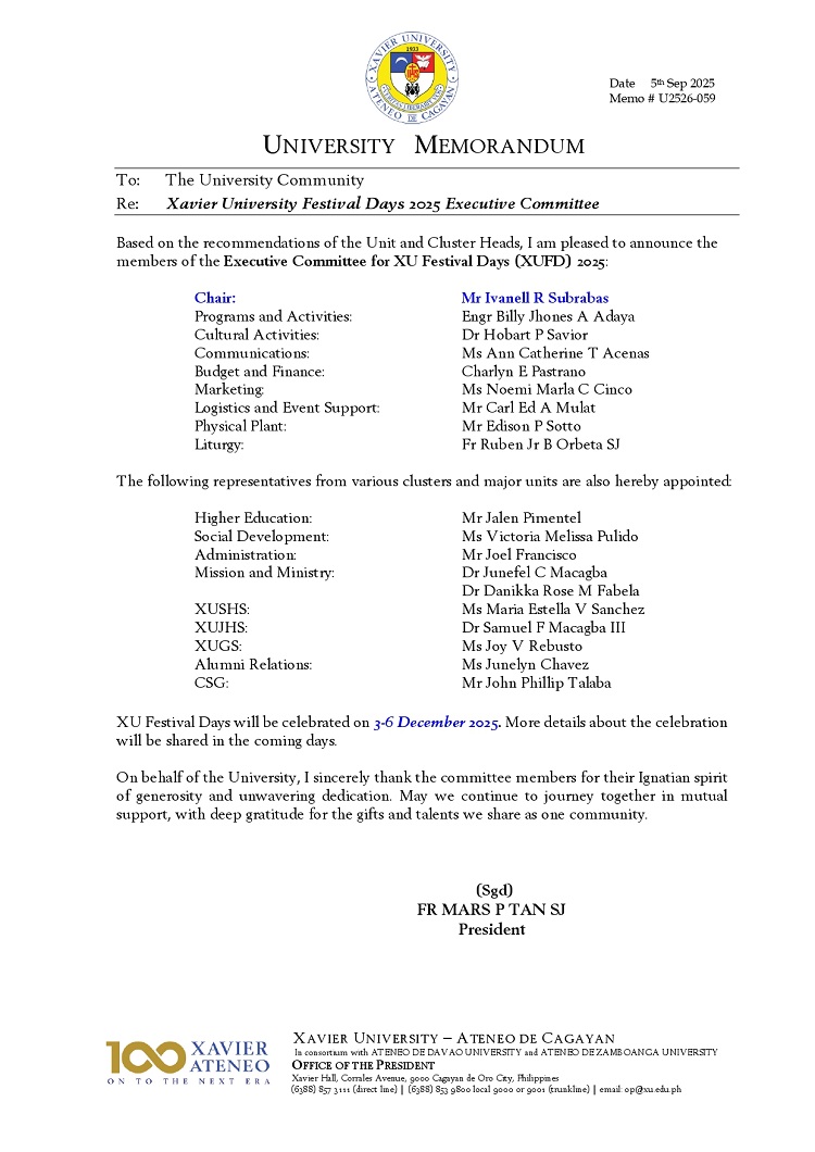 09222025.Web.MemoU U2526 059 20250905 XUFD 2025 Executive Committee page 0001