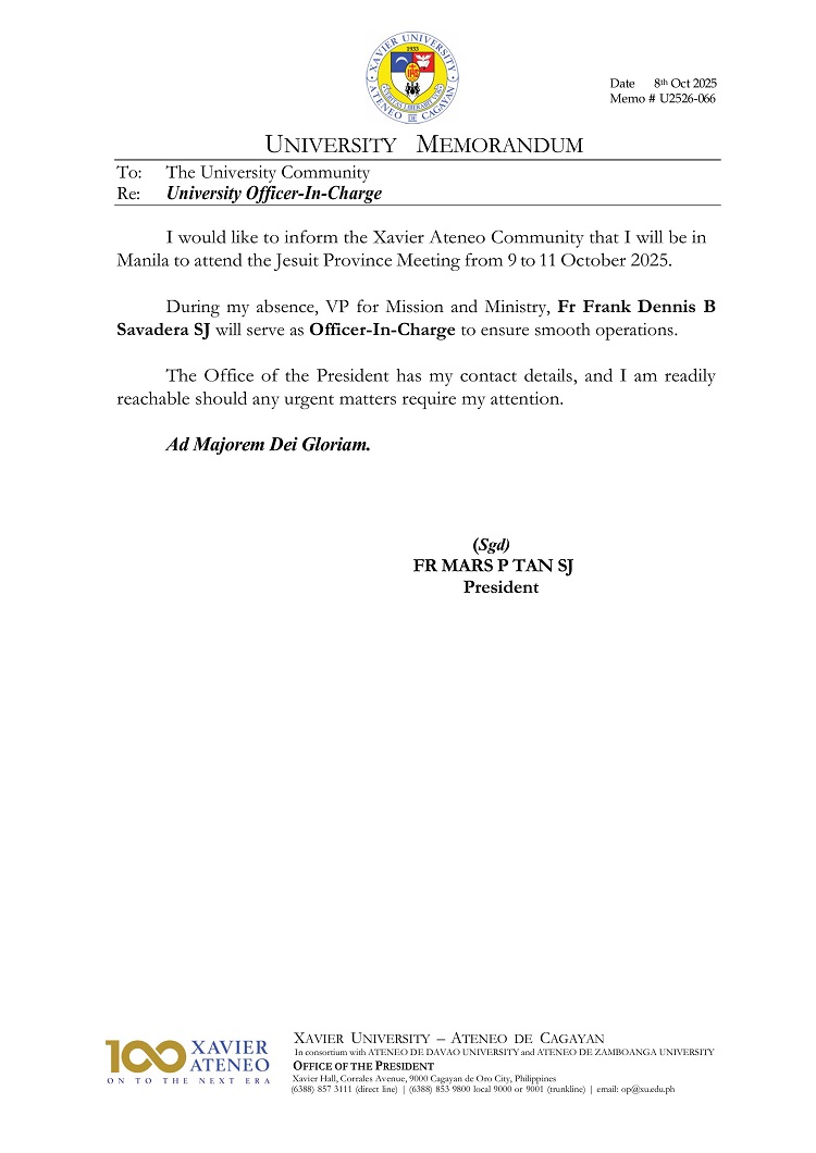 10092025.Web.MemoU U2526 066 20251008 University Officer In Charge