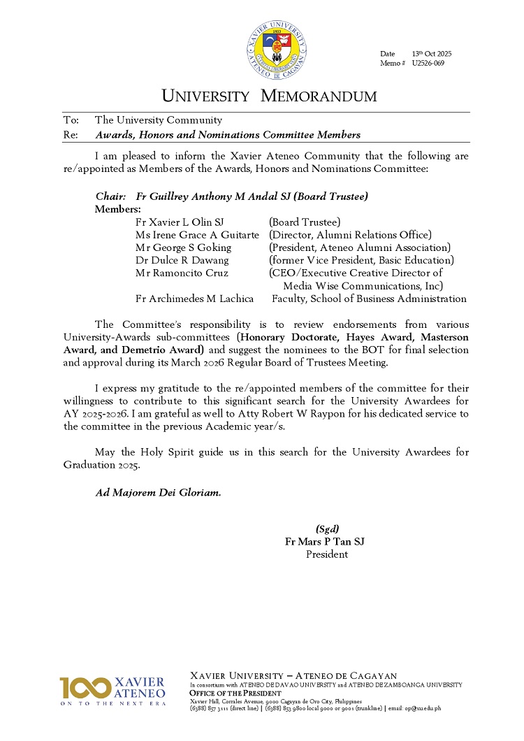 10172025.Web.MemoU U2526 069 20251013 Awards Honors and Nominations Committee Members page 0001