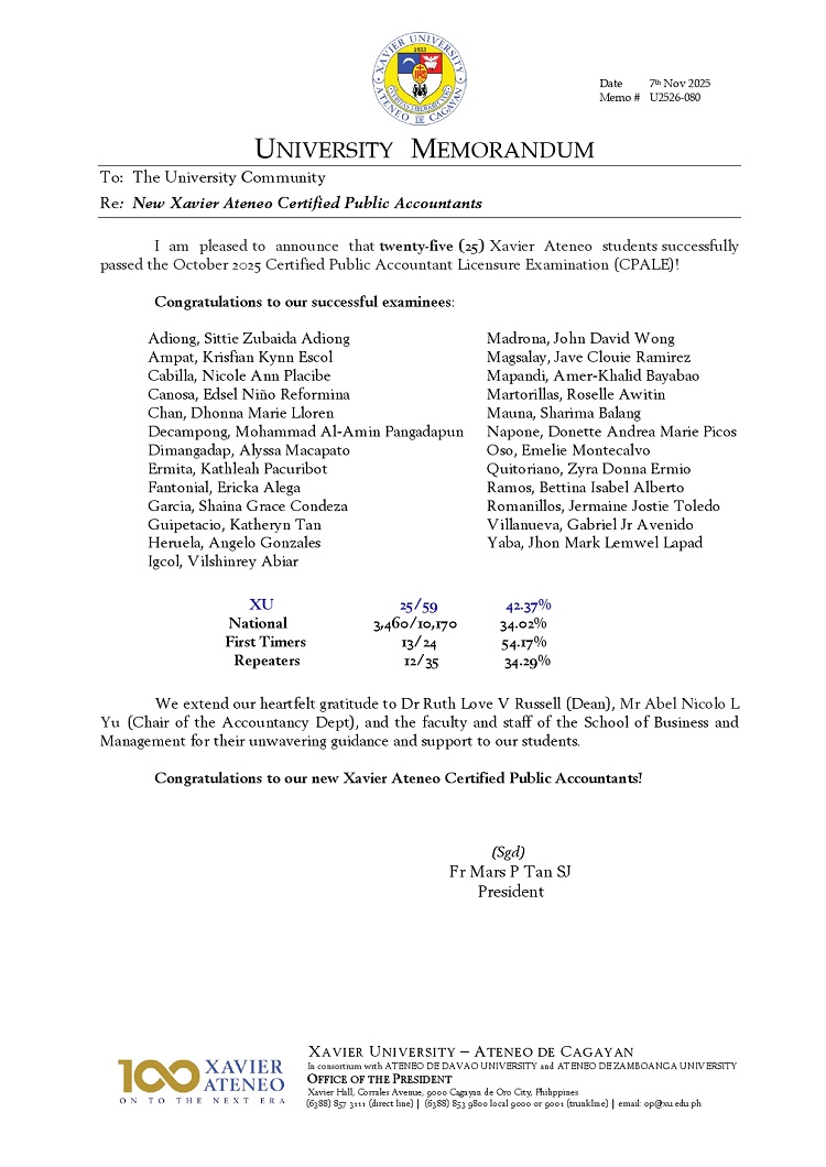 11102025.Web.MemoU U2526 080 20251107 New Xavier Ateneo Certified Public Accountants page 0001