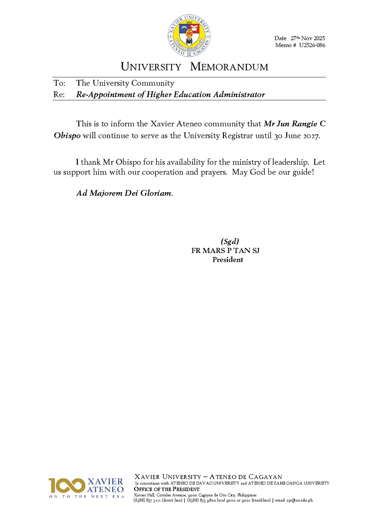 11272025.Web.MemoU U2526 086 20251127 Extension of Appointment JRObispo page 0001