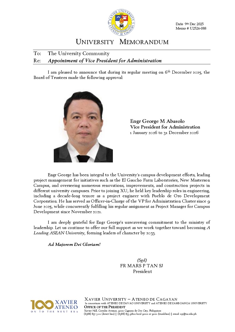 12102025.Web.MemoU U2526 088 20251209 VPA Appointment page 0001