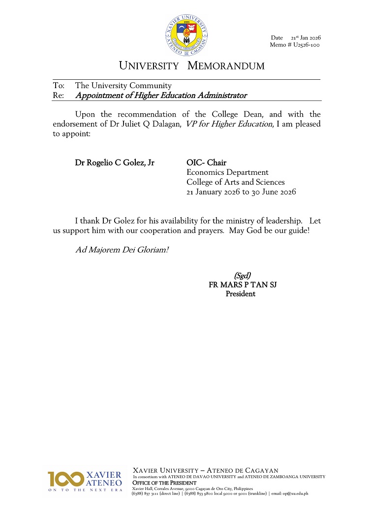 01222026.Web.MemoU U2526 100 20260121 Econ Dept OIC