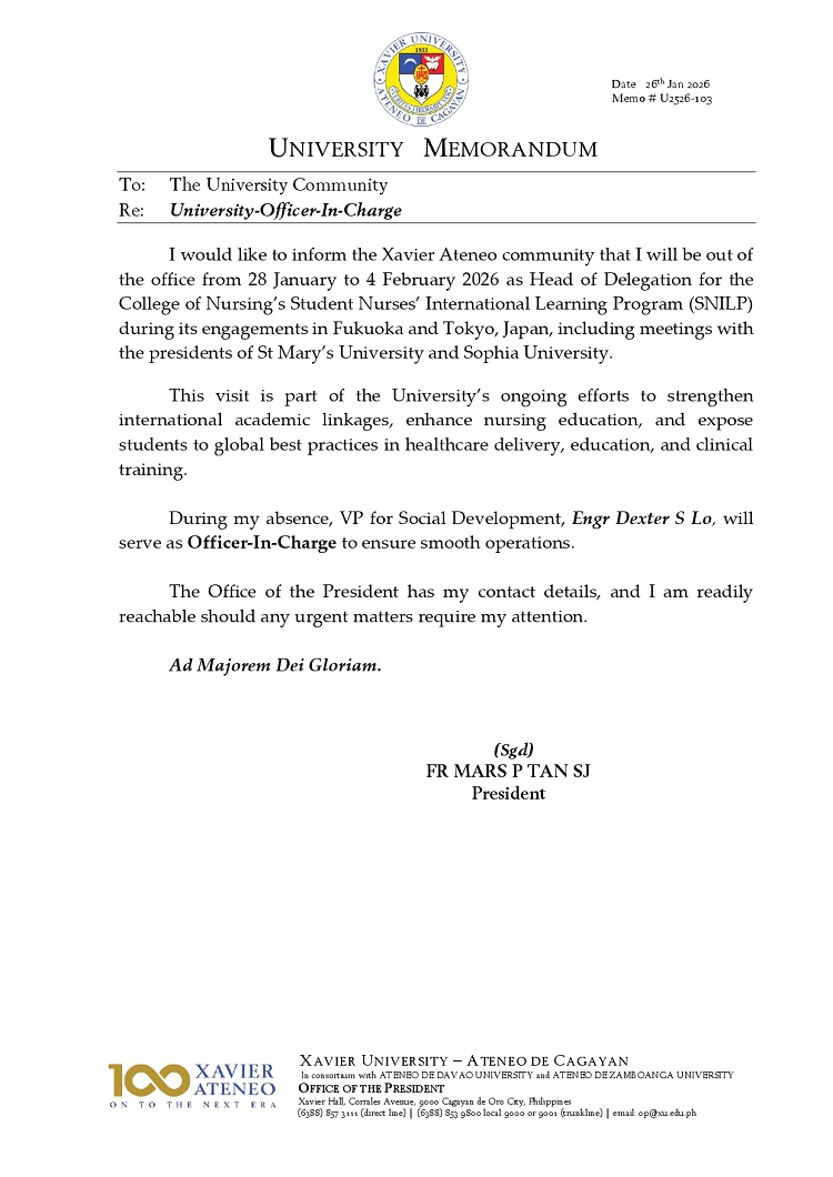 01282026.Web.MemoU U2526 103 20260126 Officer In Charge Jan28 2026 page 0001