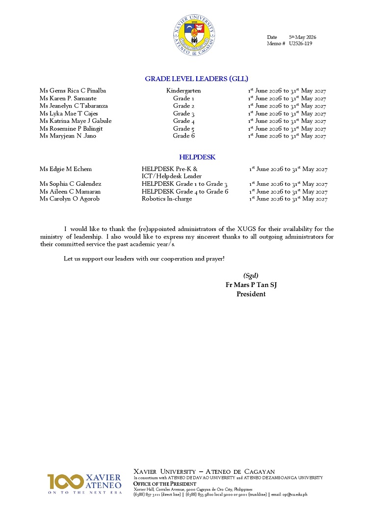 05112026.Web.MemoU U2526 119 20260505 ReAppointment of XUGS Administrators for AY 2026 2027 page 2