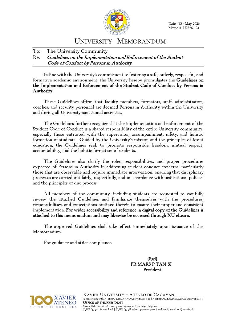 05142026.Web.MemoU U2526 124 20260513 Guidelines on the Implementation and Enforcement of the Student page 0001