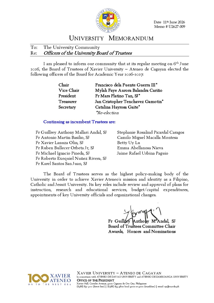 06182026.Web.MemoU U2627 009 20260611 Officers of the University Board of Trustees page 0001