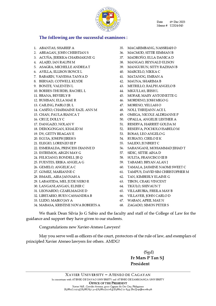 12132023.MemoU Web.U2324 045 New Xavier Ateneo Lawyers page 0002