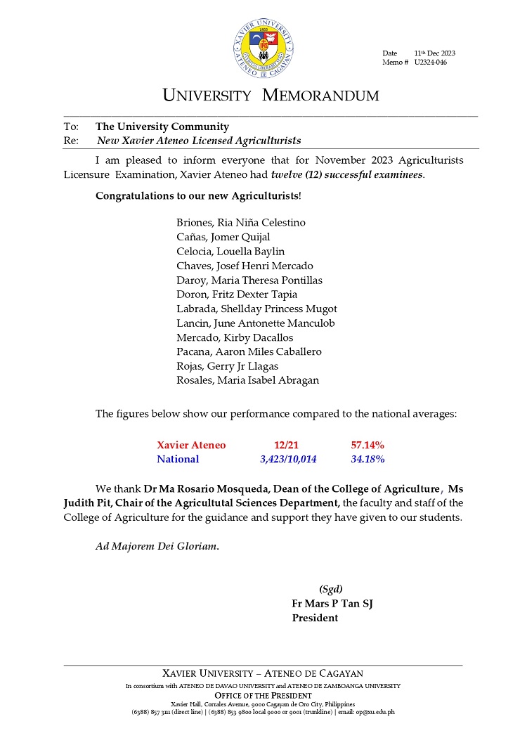 12132023.MemoU Web.U2324 046 New Xavier Ateneo Agriculturists page 0001