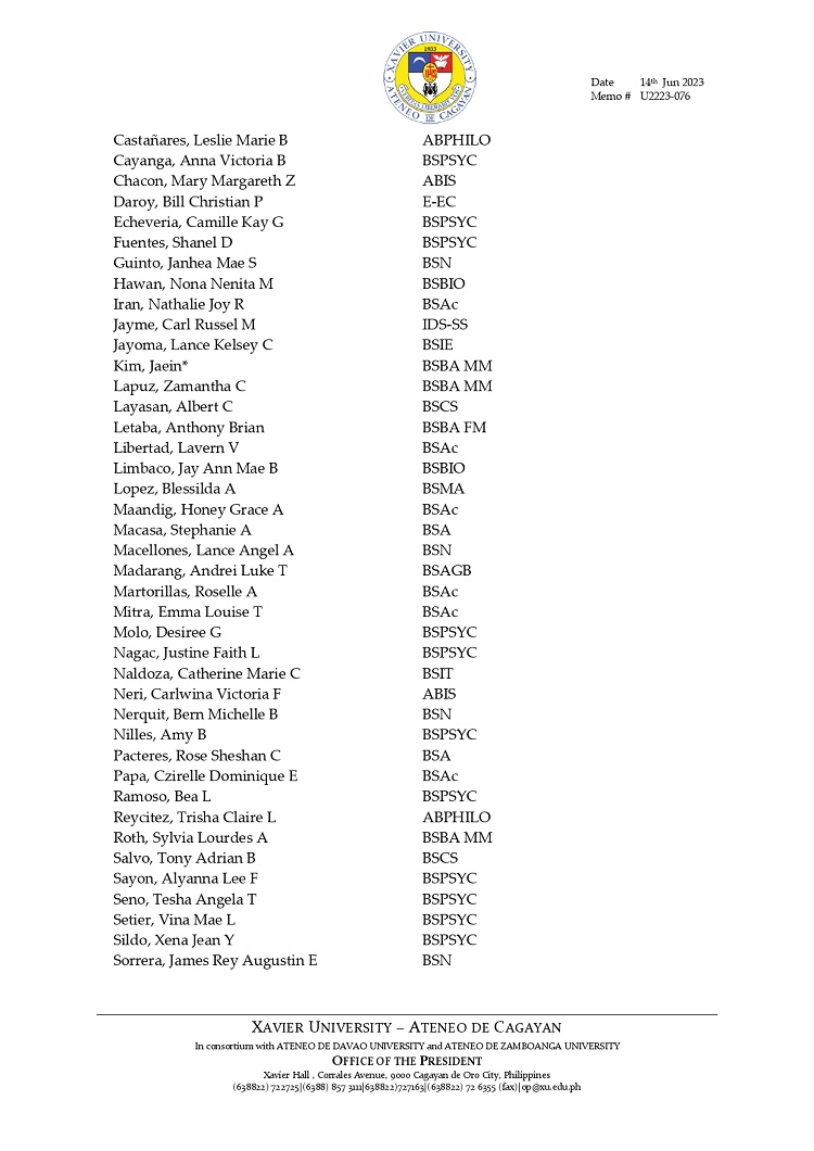 Memo2.Web.U2223 076 230614 Graduation Honors 2023 Cum Laude and Honorable Mention page 0007