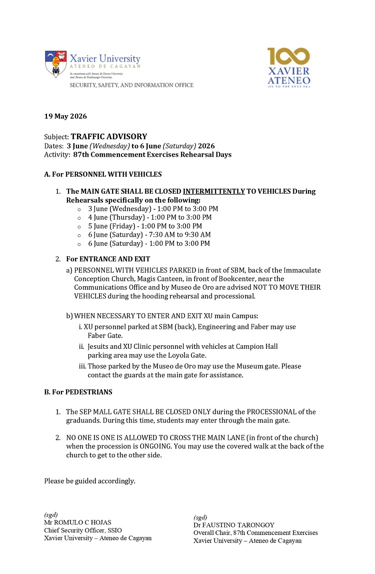 05252026.Web Traffic Advisory 87th Commencement Exercises Rehearsal page 1