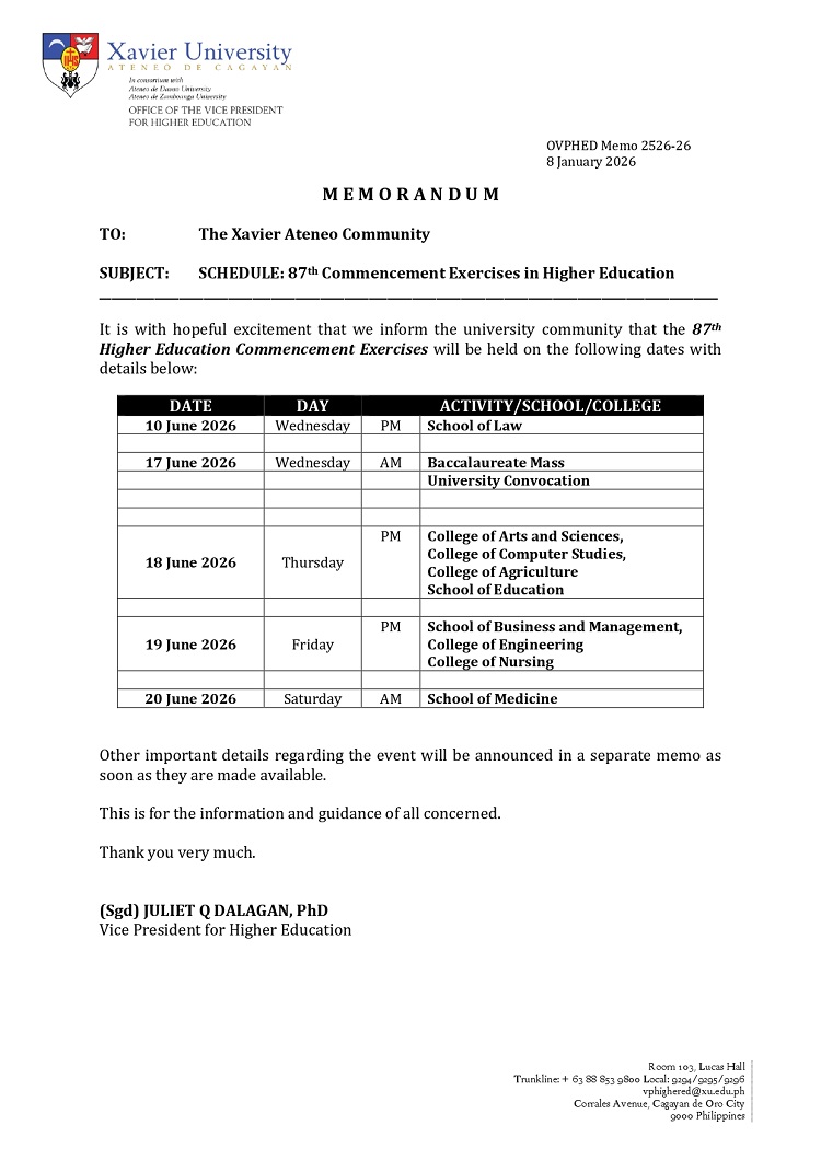 01082026.Web OVPHED Memo 2526 26 Schedule of Higher ed graduation 2026 page 0001