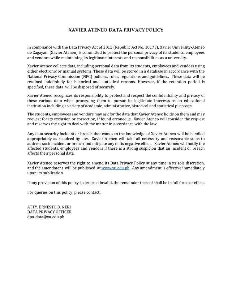 04112025.Web 1.Xavier Ateneo Data Privacy Policy overview page 0001