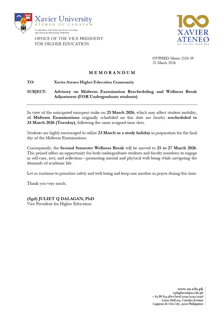 03222026.Web OVPHED Memo 2526 39 Adjustment of Midterm Exam and Wellness Break page 0001