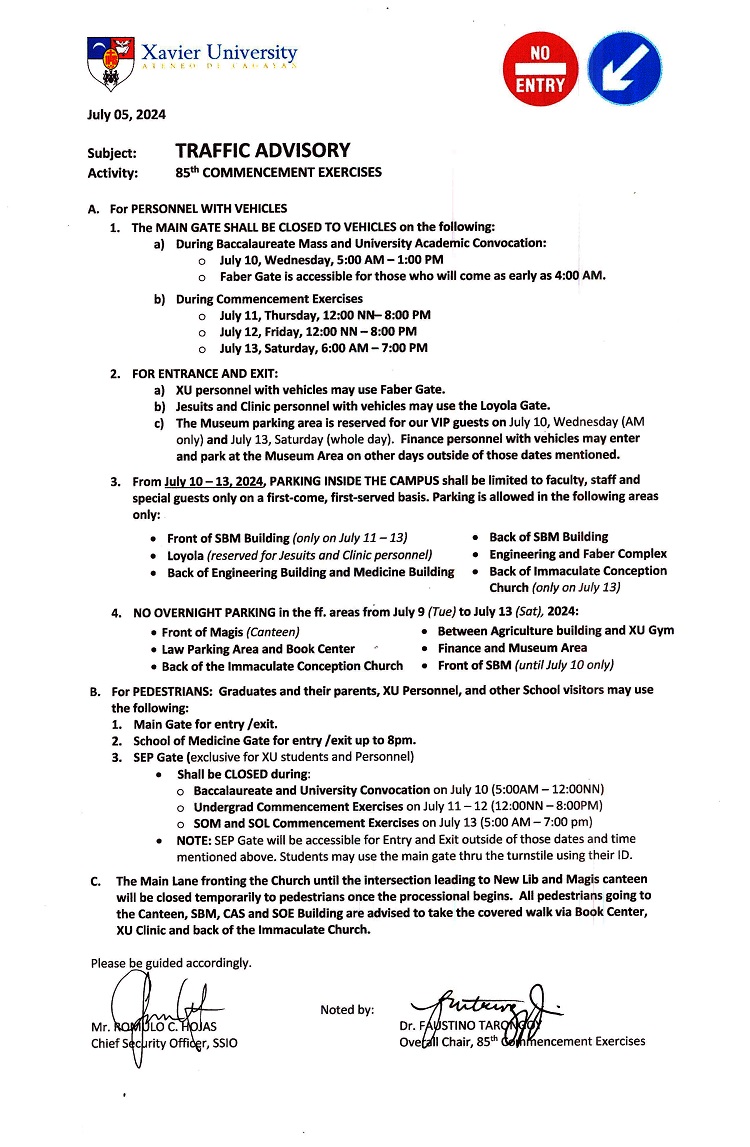 07062024.Web 85th Commencement Exercise Traffic Advisory