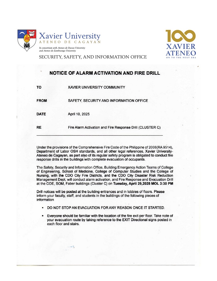 04142025.Web Notice of alarm Activation and Fire Drill SSIO page 0001