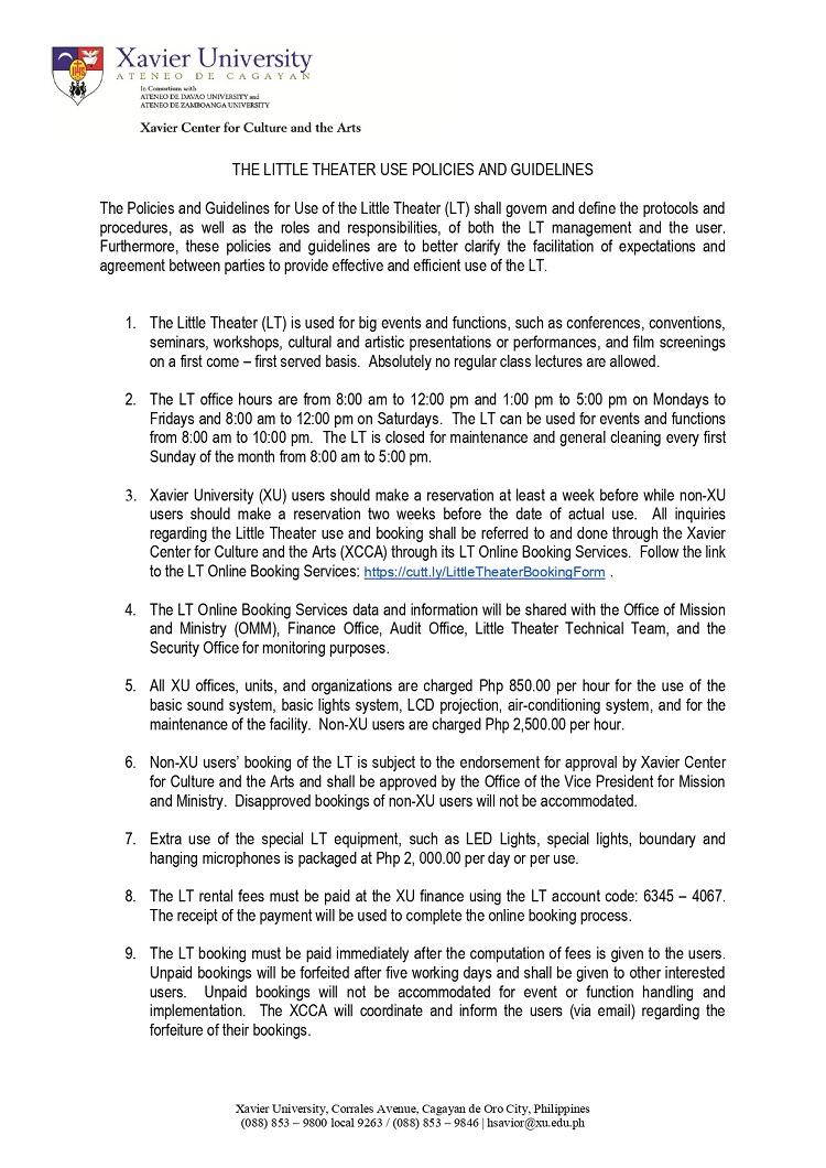 07182024.Web Approved Little Theater Use Policies and Guidelines page 0001