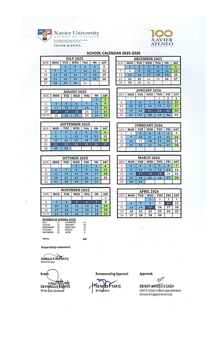 08152025.Web XUGS Academic Calendar AY 2025 2026 Revised p1