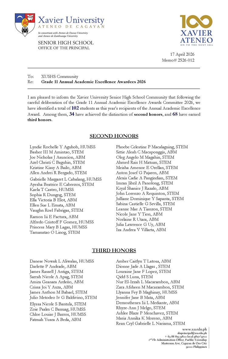 04172026.Web Memo 2526 012 Grade 11 Annual Academic Excellence Awardees 2026 Page 1