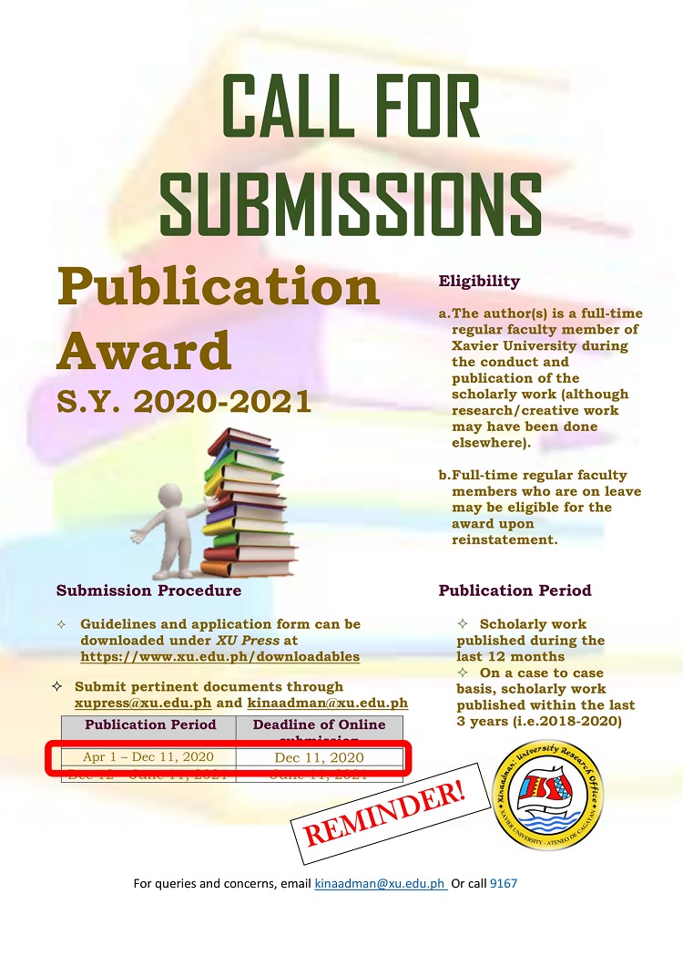 CALL FOR SUBMISSION Pub Awards Reminder 1